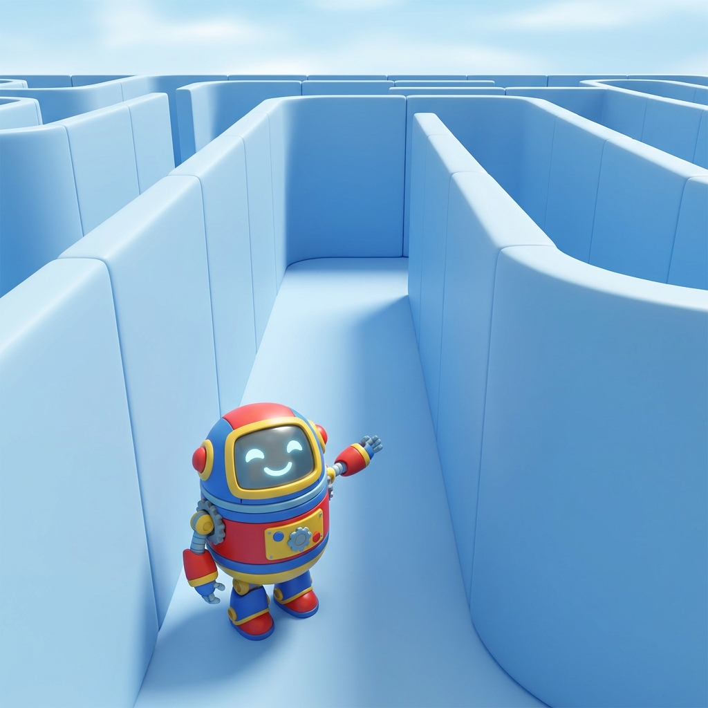 Imagine a robot in a maze. The algorithm is: 1. Move forward 2 spaces. 2. Turn left. 3. Move forward 1 space. Let us trace.