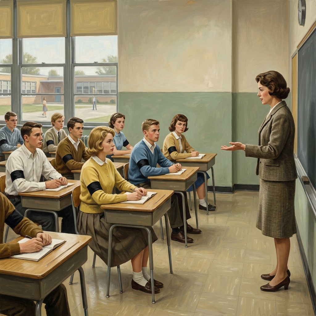 In the Tinker v. Des Moines case, students wore black armbands to school to protest a war. The school tried to stop them.