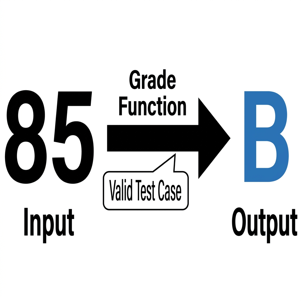 In a grade calculator, a valid test case uses a positive integer like 85 as an input. We expect the output to be a letter.