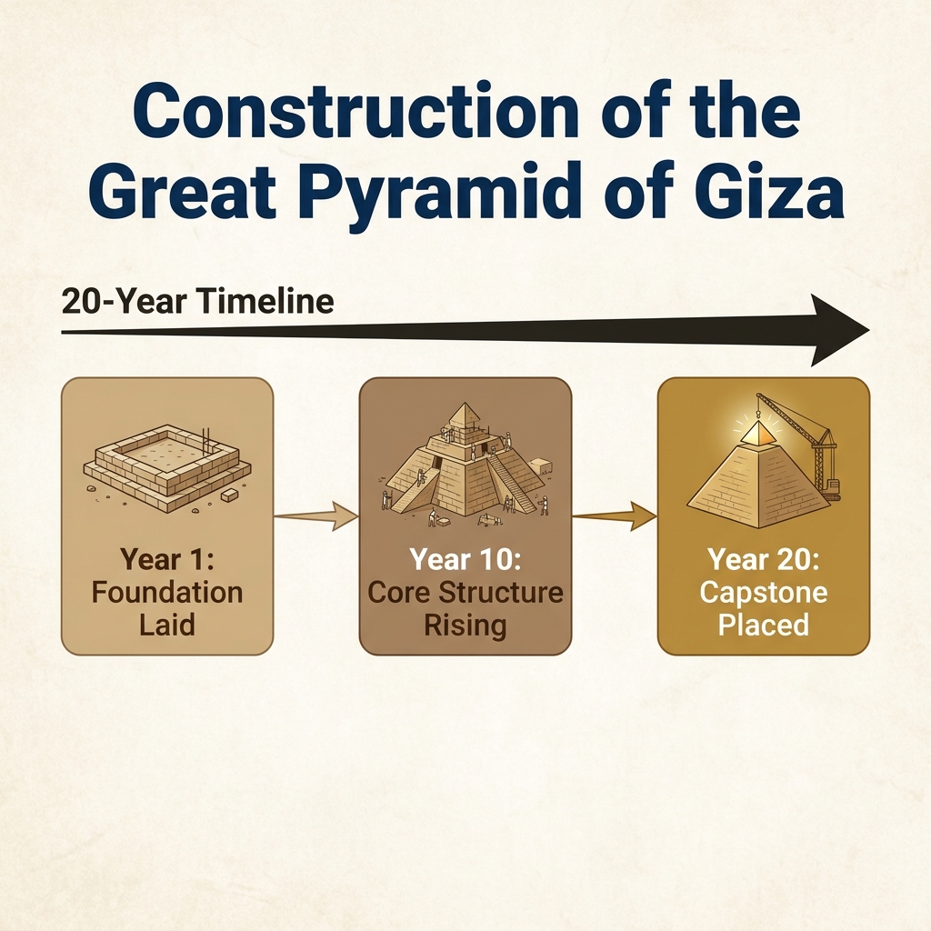 Authors use text structure to guide our understanding of history. A timeline of the construction of the Great Pyramid of.