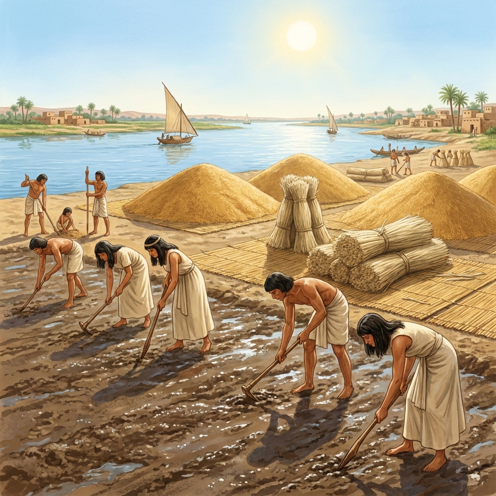 The text says: The annual flooding of the Nile deposited rich silt on the banks. This caused the soil to become fertile.