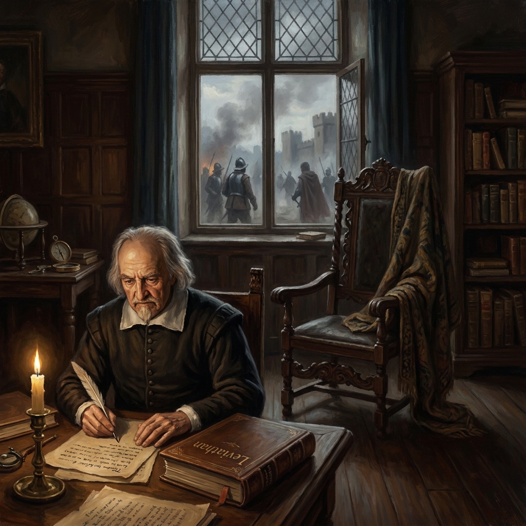 Thomas Hobbes wrote Leviathan during a time of war in England. He used scientific reasoning to argue that people need a.