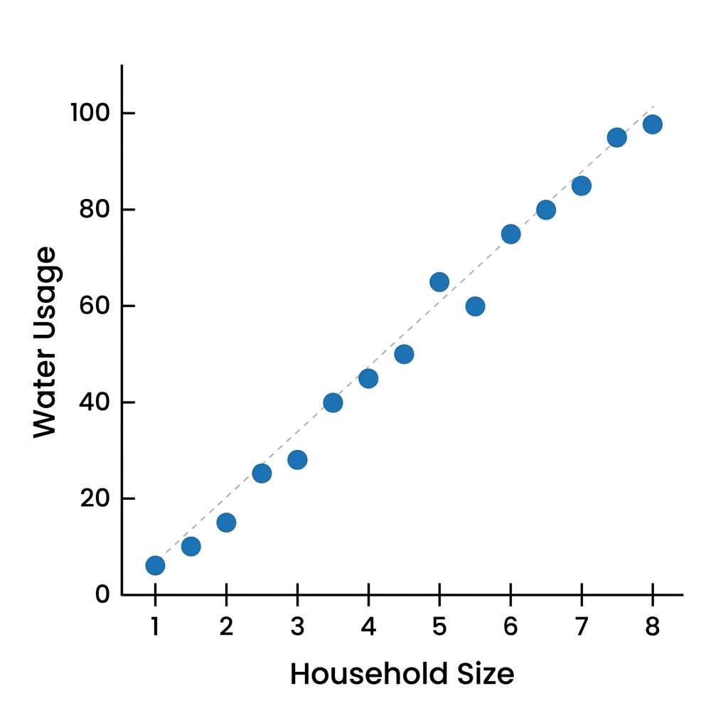 In Los Angeles, we can look at water usage versus household size. As the number of people in a house increases, the water.