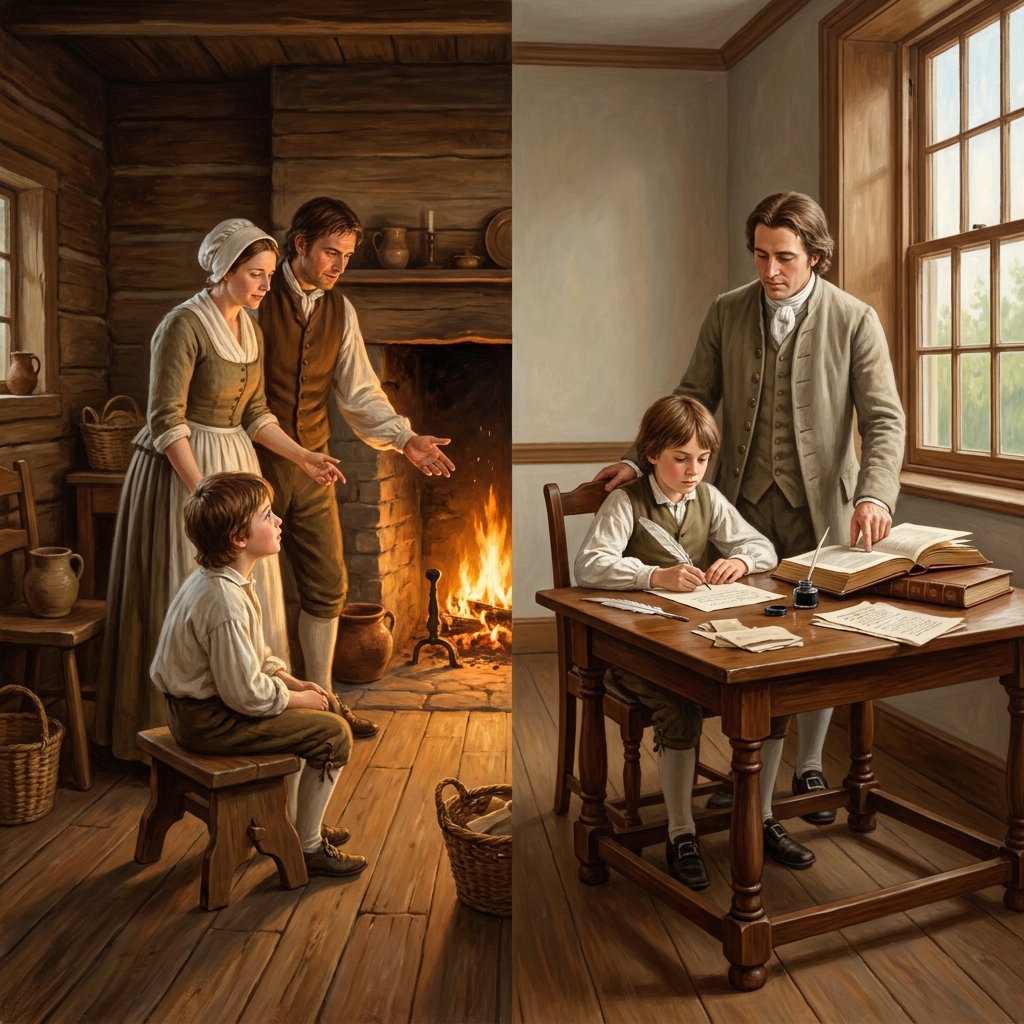 Imagine two children in the early 19th century. One lives in a rural village with no school at all, while the other lives in.