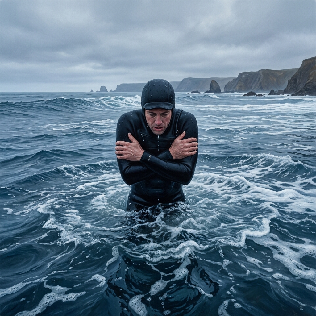 Imagine a surfer feeling the cold temperature of the Pacific Ocean. The surfer's skin receptors detect the cold water. The.