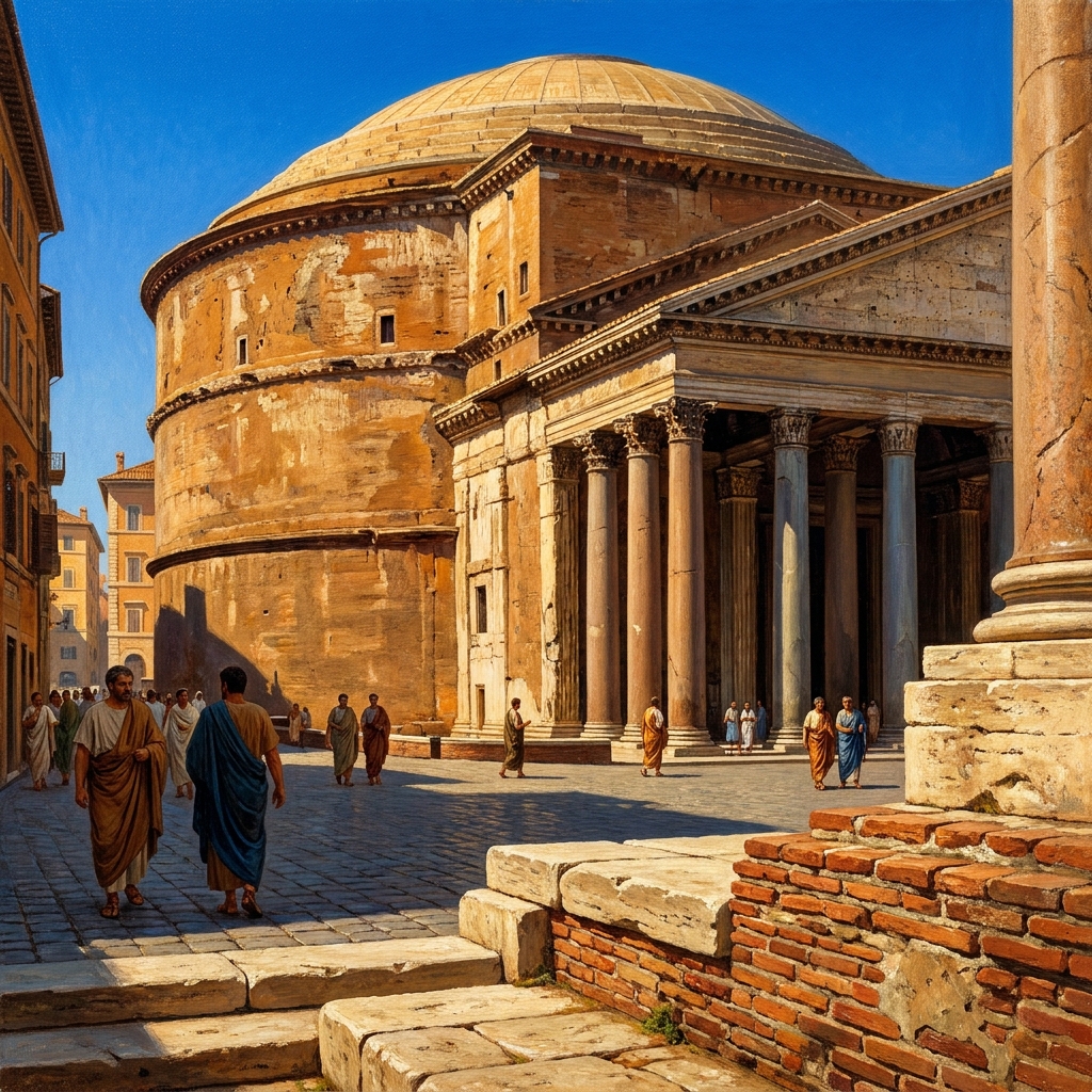 The Pantheon in Rome is a famous example of a legacy. It features a massive concrete dome that has stood for nearly 2,000.