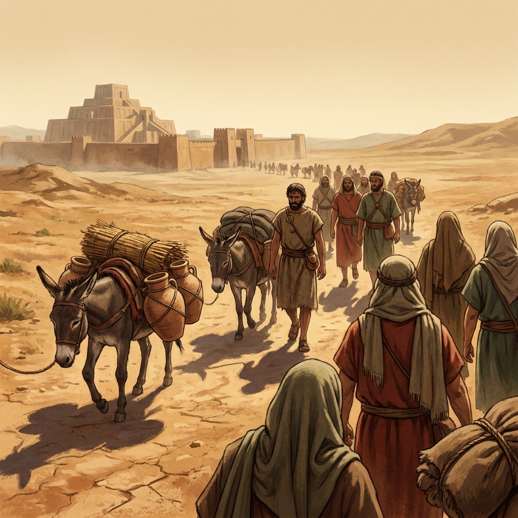 Imagine a community that has been forced to work for a ruler who treats them unfairly. They decide to leave their homes.