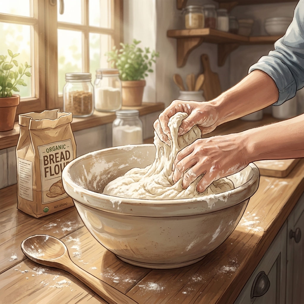 Now let's look at a chemical change. When you mix flour and water in a bowl to make dough, the ingredients interact to form.