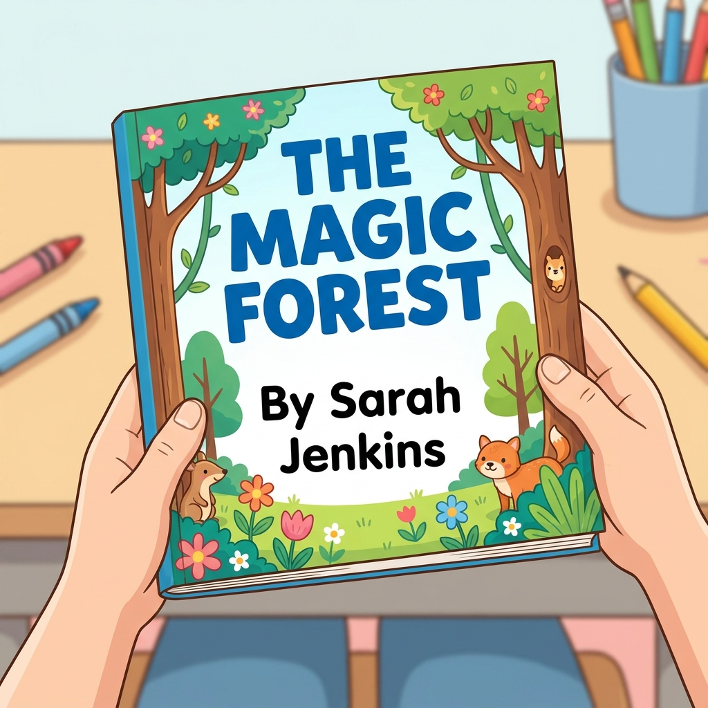 This is an author. An author writes the story words. Look at the book cover. The name here shows the author. The author uses.
