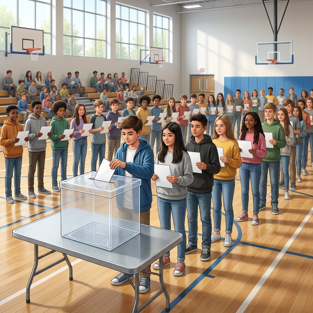 Now let's look at political aspirations. In a student council election, every student gets one vote. This ensures that every.