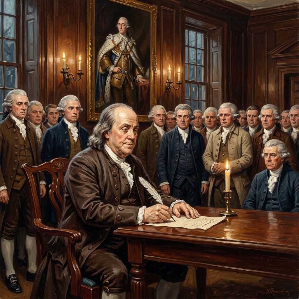 Benjamin Franklin was a leader who helped create the United States. When he signed the Declaration of Independence, he was.