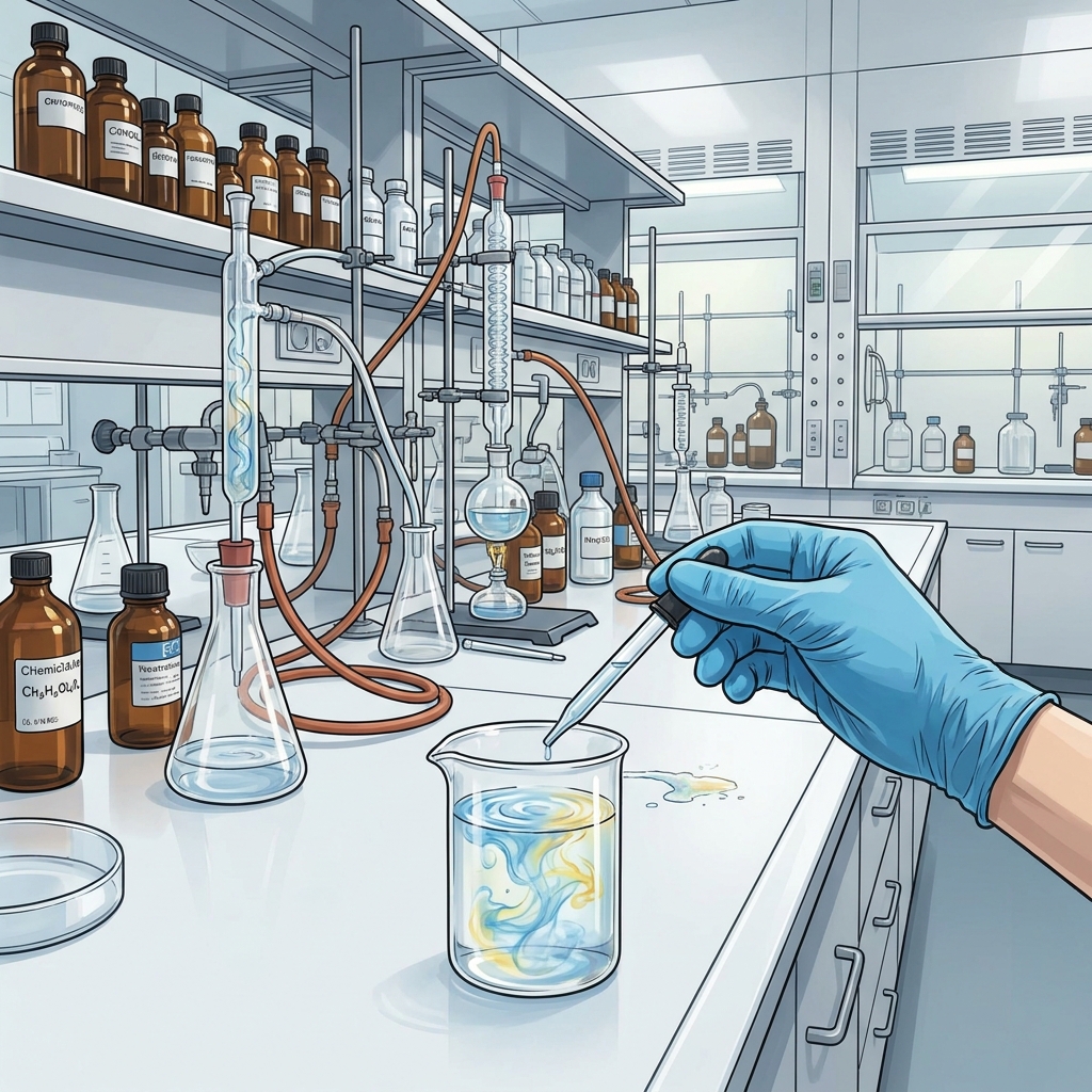 Example 1: A lab safety document explains the neutralization process: 'Adding a weak acid to a basic spill creates a stable.