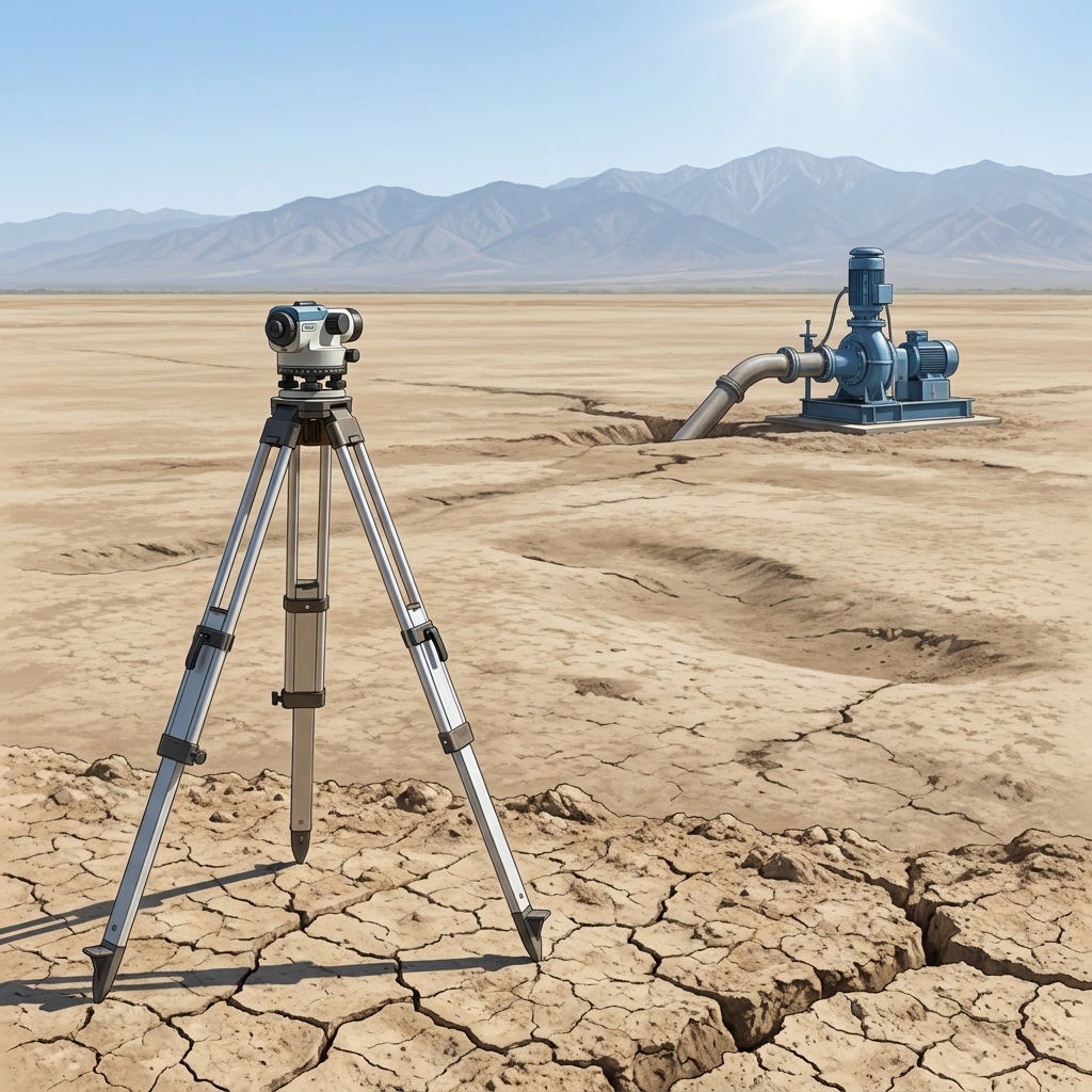In the San Joaquin Valley, we measure how much the ground sinks each year. If we track a location where we pump water from.