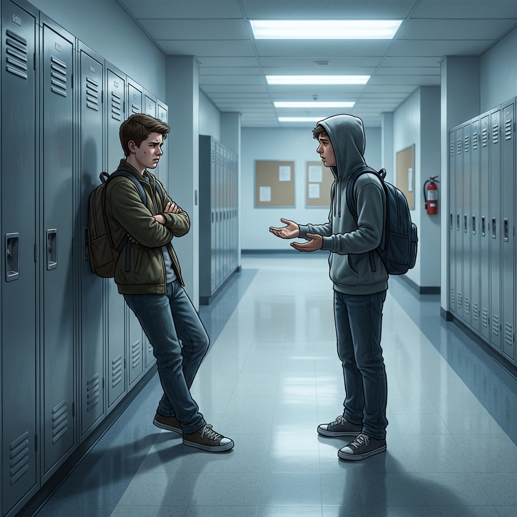 Example 1: Two friends are arguing. One says, 'I cannot trust you anymore because you lied about the secret.' This line.