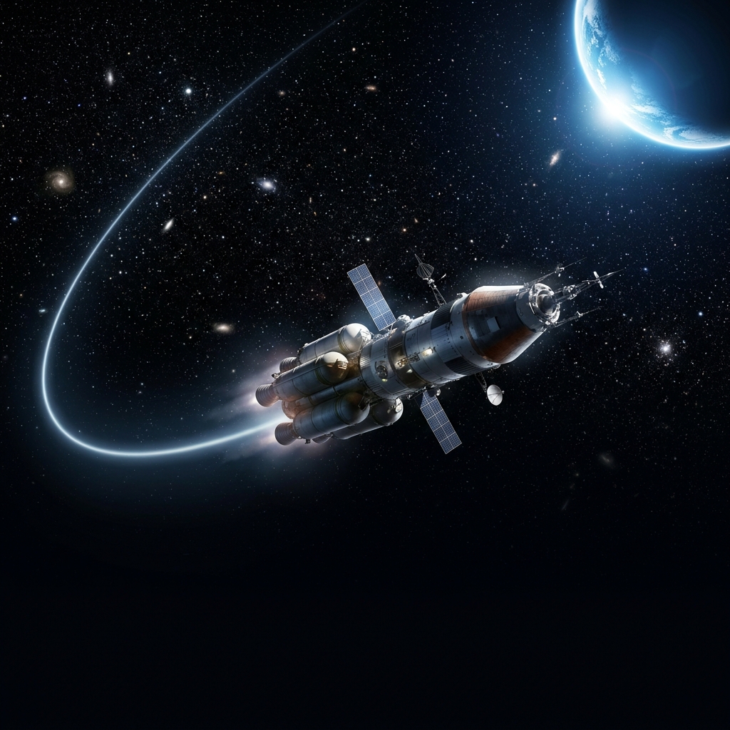 In a space article, the author writes that the rocket followed a precise trajectory to reach orbit. The word trajectory is a.