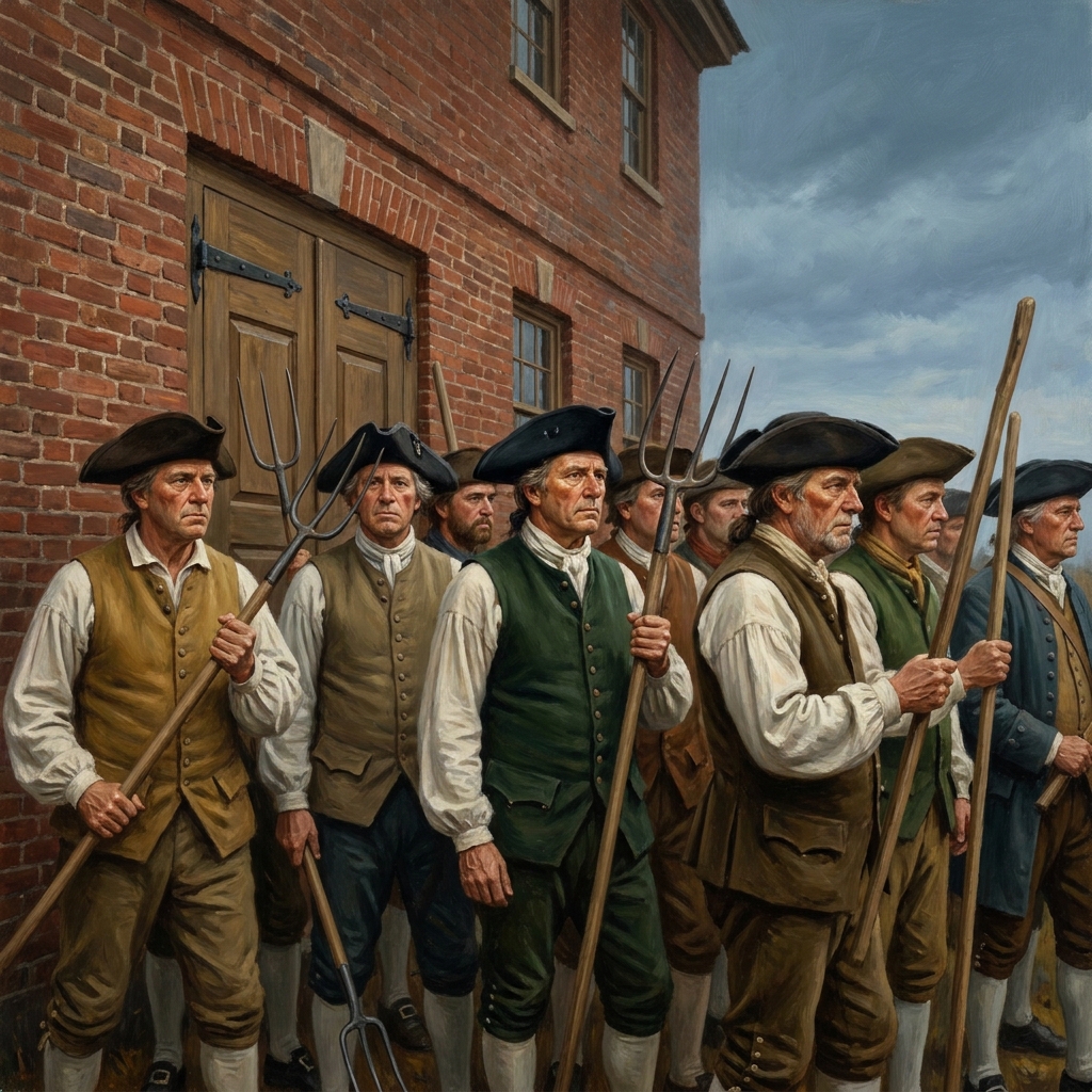 Shays' Rebellion happened in 1786 when farmers in Massachusetts, facing high taxes and debt, closed the courts to prevent.