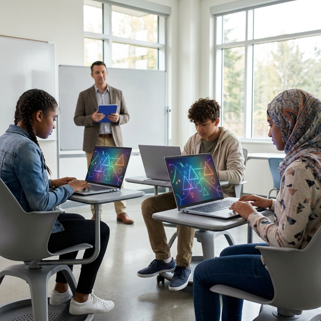 Educational tutoring software helps students learn by providing practice problems tailored to their level. This helps.