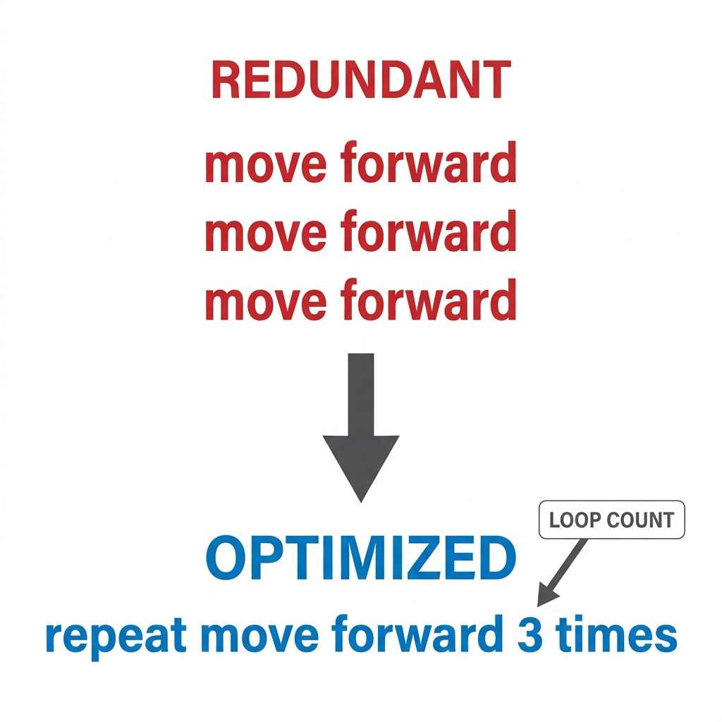 You can also break down the robot's movement into smaller loops. For example, 'repeat move forward 3 times' is better than.