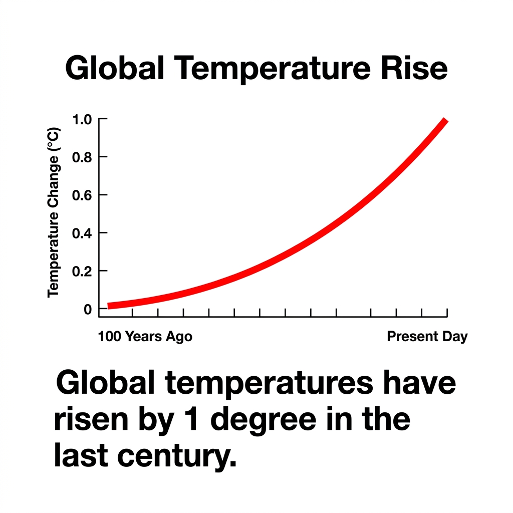 The article says, Global temperatures have risen by 1 degree in the last century. A student says, This statistic shows that.