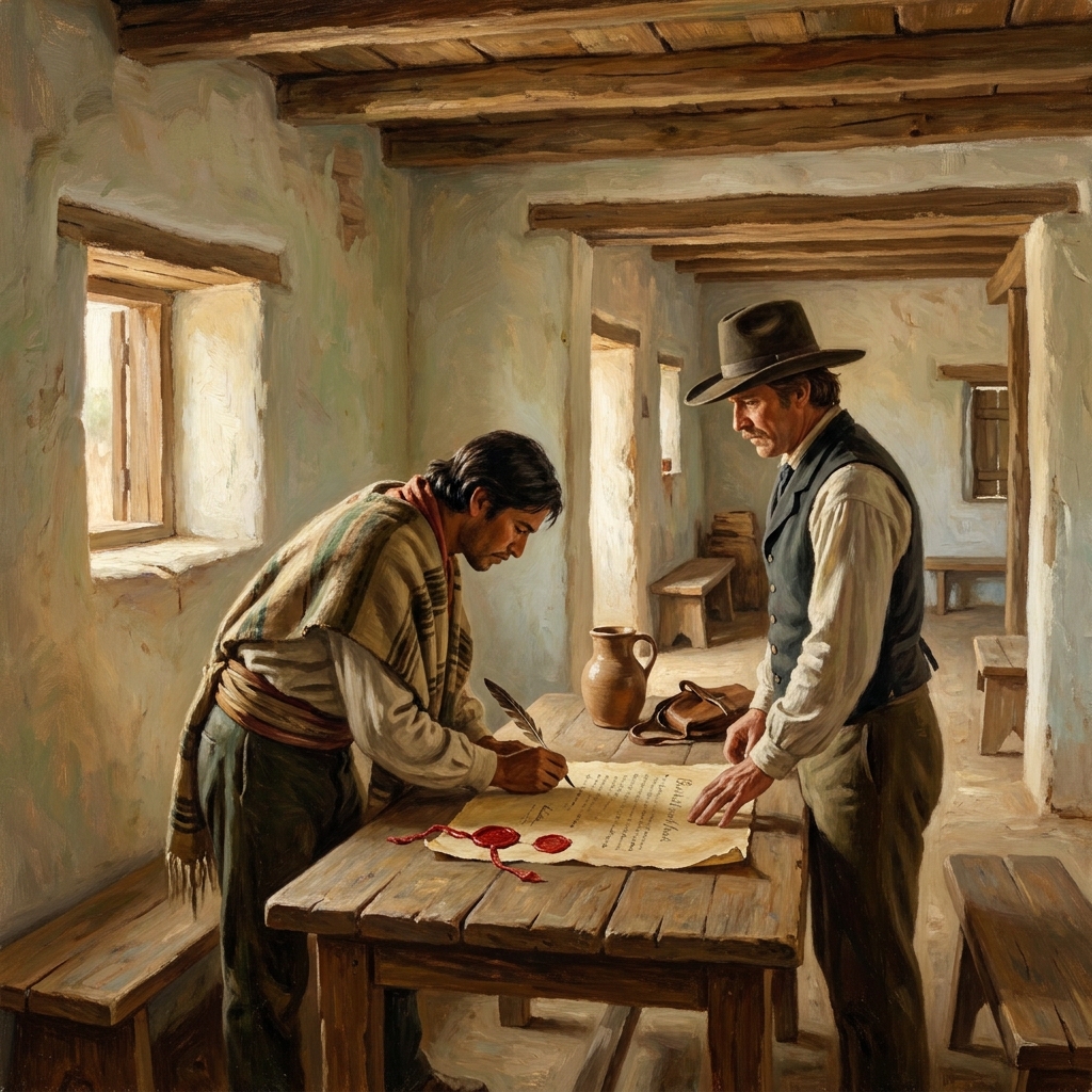 The signing of the Treaty of Guadalupe Hidalgo in 1848 changed who governed California. This is a political change because.