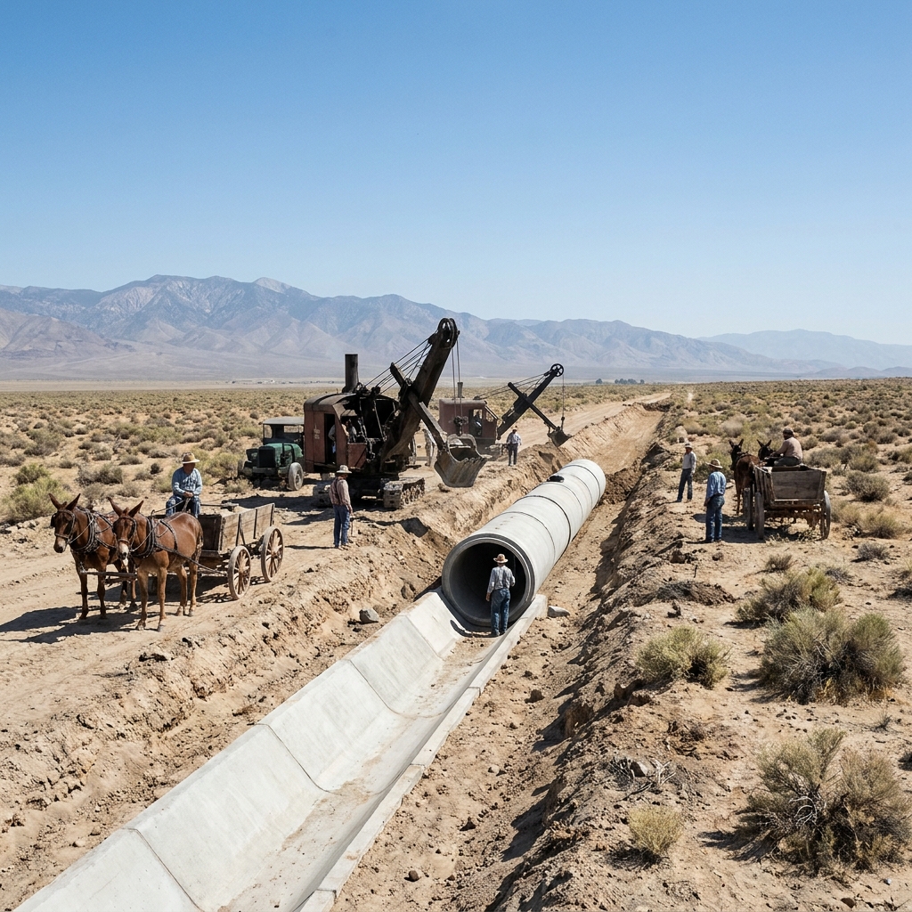 The construction of the Los Angeles Aqueduct is a clear example of responding to environmental constraints. To bring water.