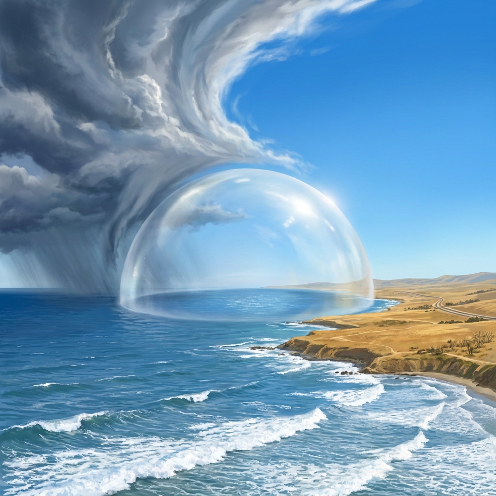 The Pacific High can block storms from reaching California. When this high-pressure system is strong, it acts like a wall.