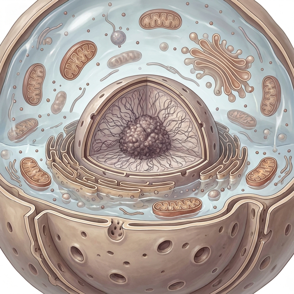 The nucleus acts as the control center of the cell, holding the instructions for everything the cell does. This is like the.