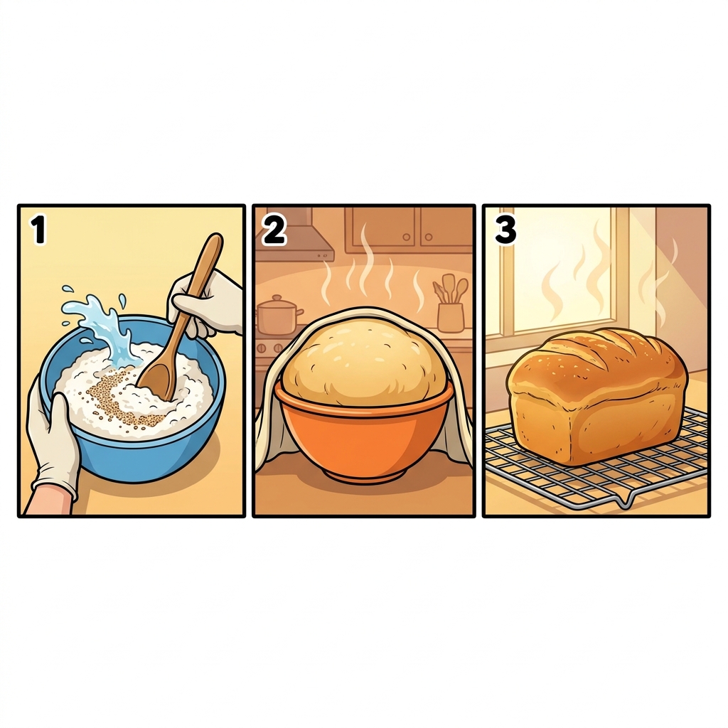 Think about baking bread. First, you mix the ingredients, then you let the dough rise, and finally, you bake it. Each step.