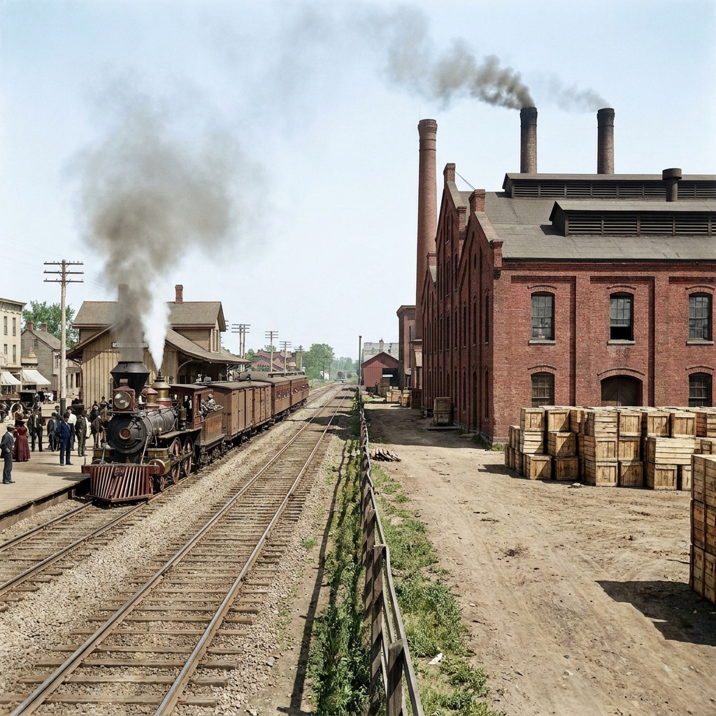 The development of the railroad allowed people to travel across the country in days instead of months. The railroad is the.