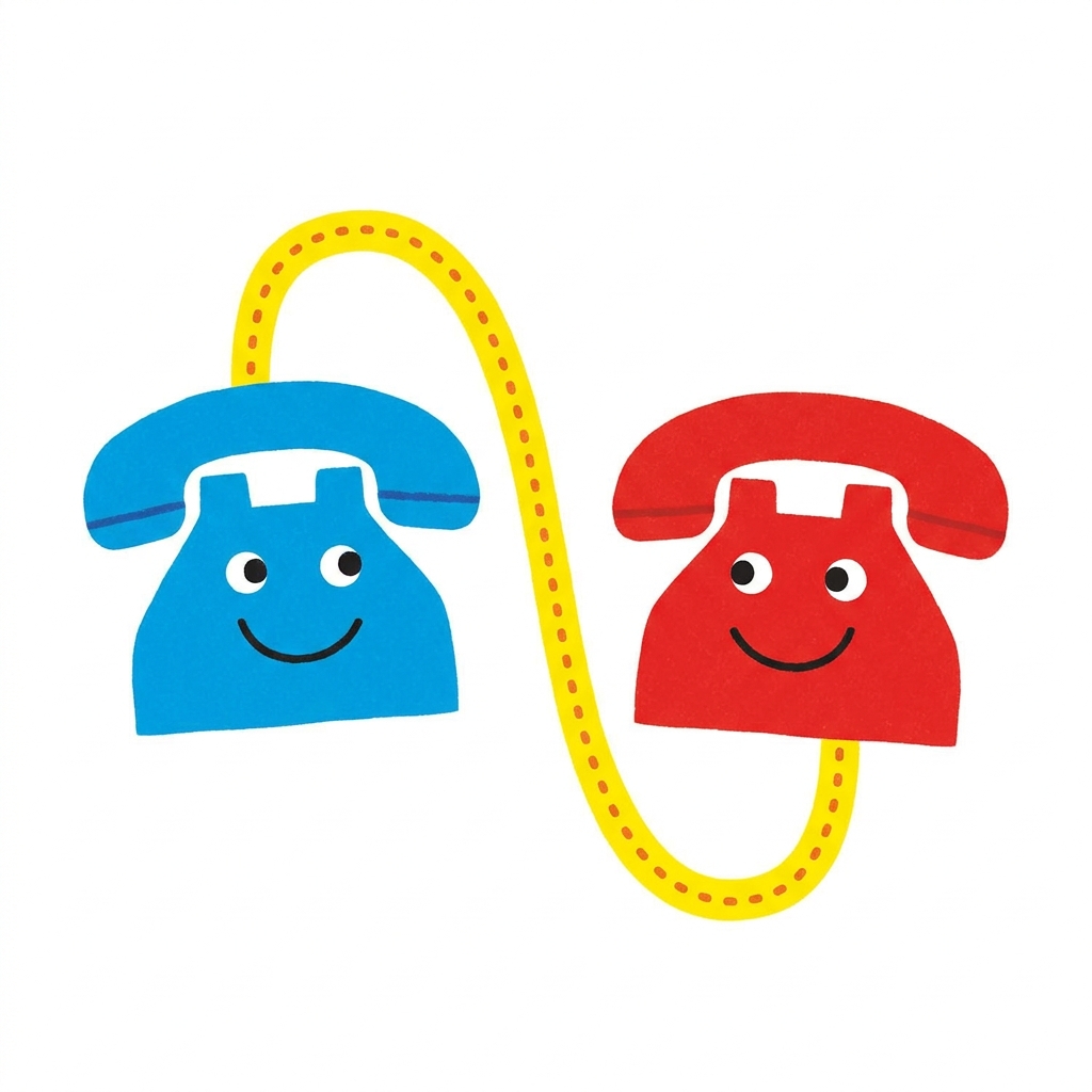 Let us play to call a friend. We connect our voices through the phone. We are using a network to talk!