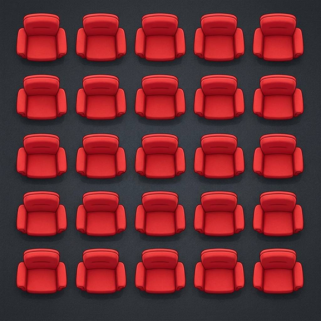 We have 5 rows of theater seats, and each row has 5 seats. Let's find the total number of seats.