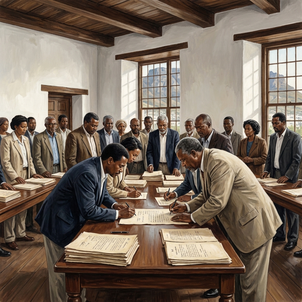 In post-apartheid South Africa, the adoption of a new constitution in 1996 was a key moment for democratic consolidation.