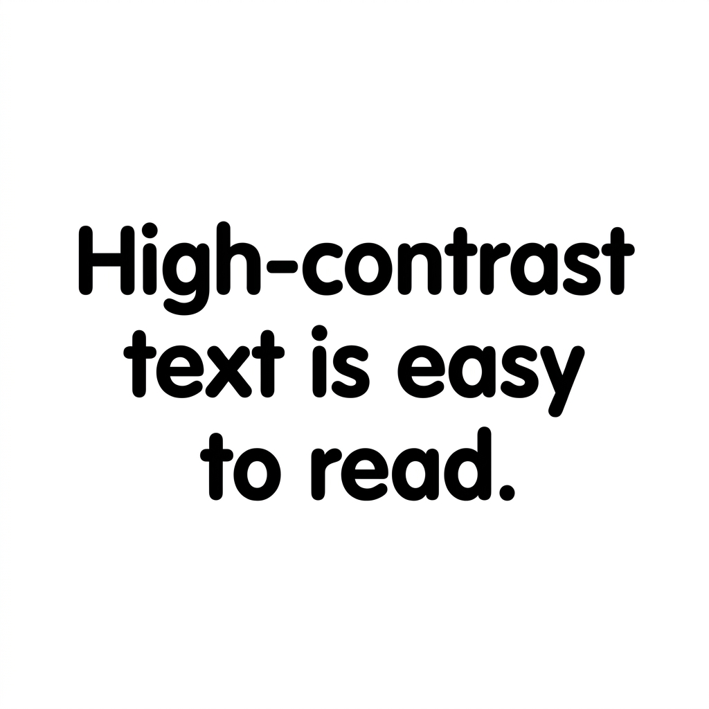 High-contrast text is an example of accessibility. It uses colors that are very different, like black text on a white.