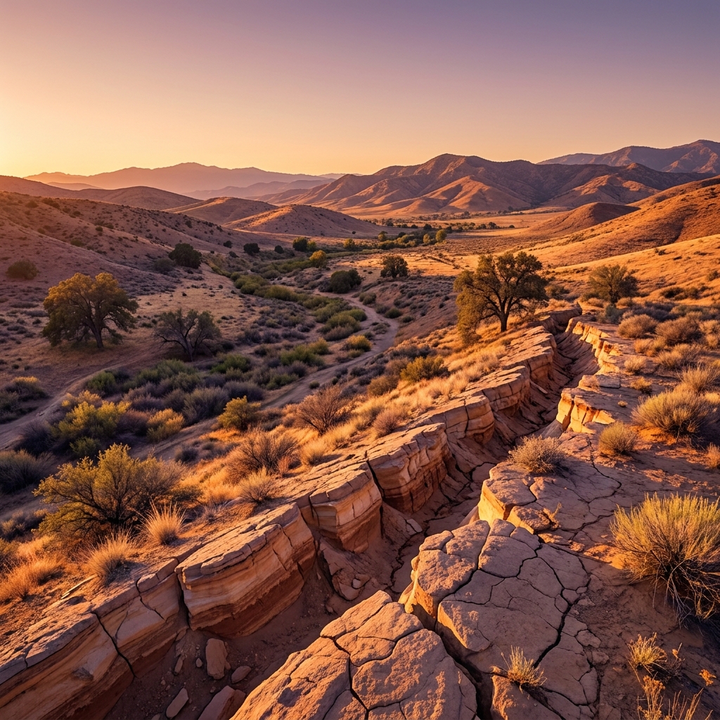 The San Andreas Fault in California is a major geological feature. As the plates move, they create valleys that provide.