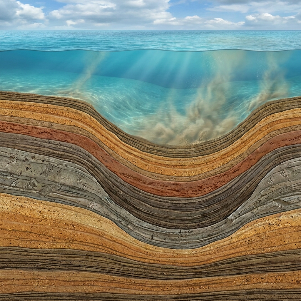 A sedimentary basin is a low-lying area where layers of sediment accumulate over millions of years. These layers often trap.