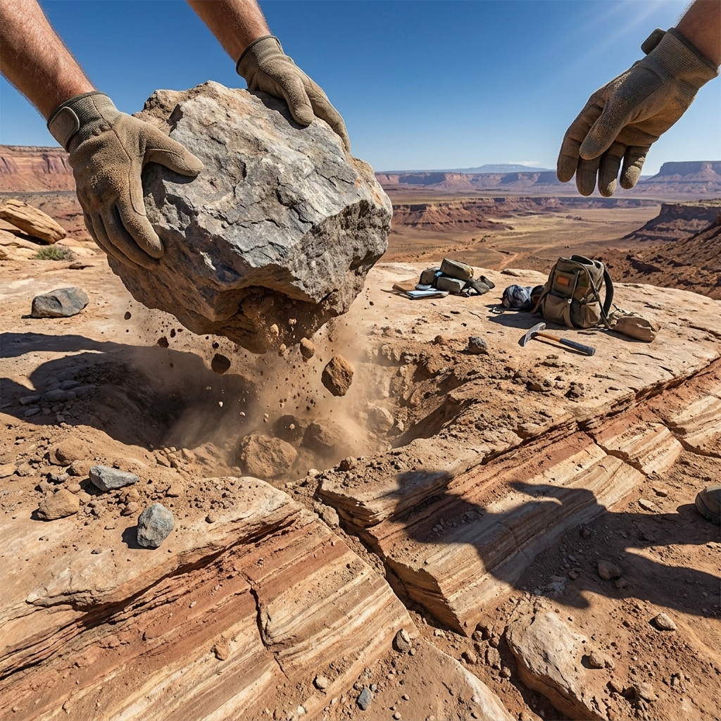 Example one is lifting a heavy rock higher above a fault line. As you lift the rock, you are increasing the distance between.