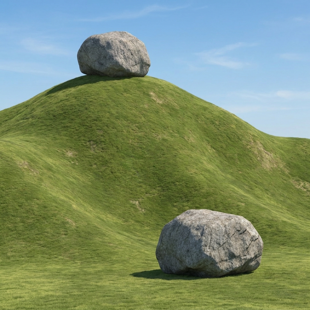 Consider a boulder at the top of a hill versus the bottom. At the top, the boulder has more potential energy because it is.