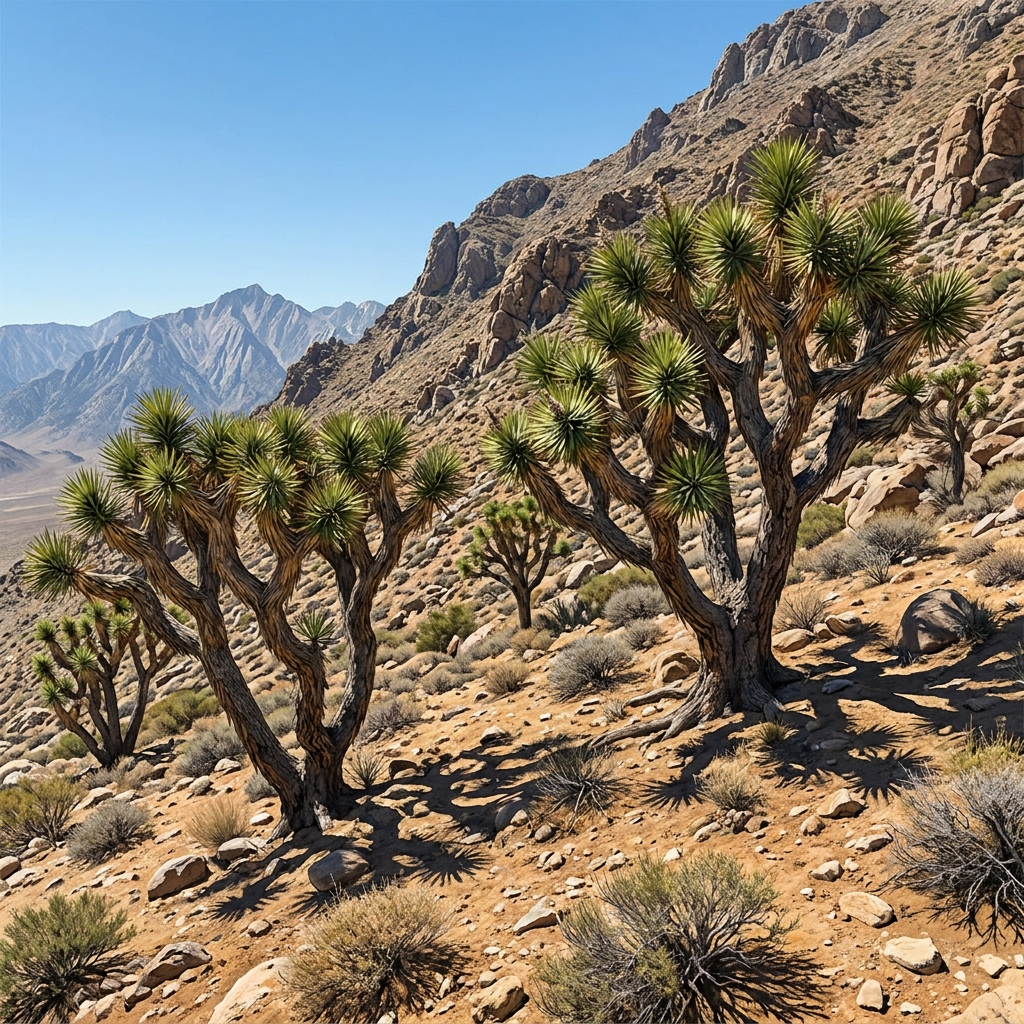 Joshua trees are migrating to higher elevations as desert basins become warmer and drier. This movement is an example of a.