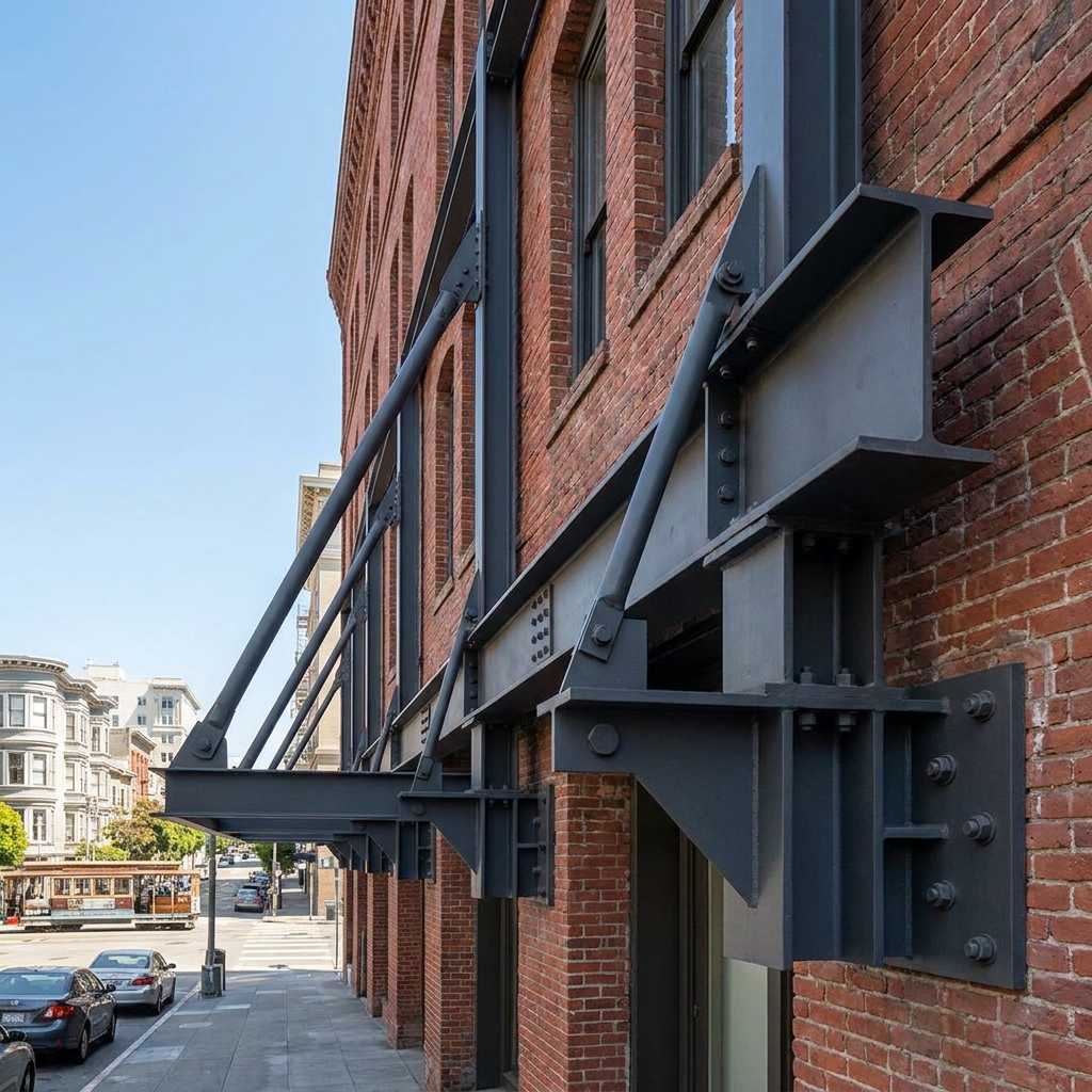 In San Francisco, engineers often add steel braces to old brick buildings to prevent them from collapsing during.