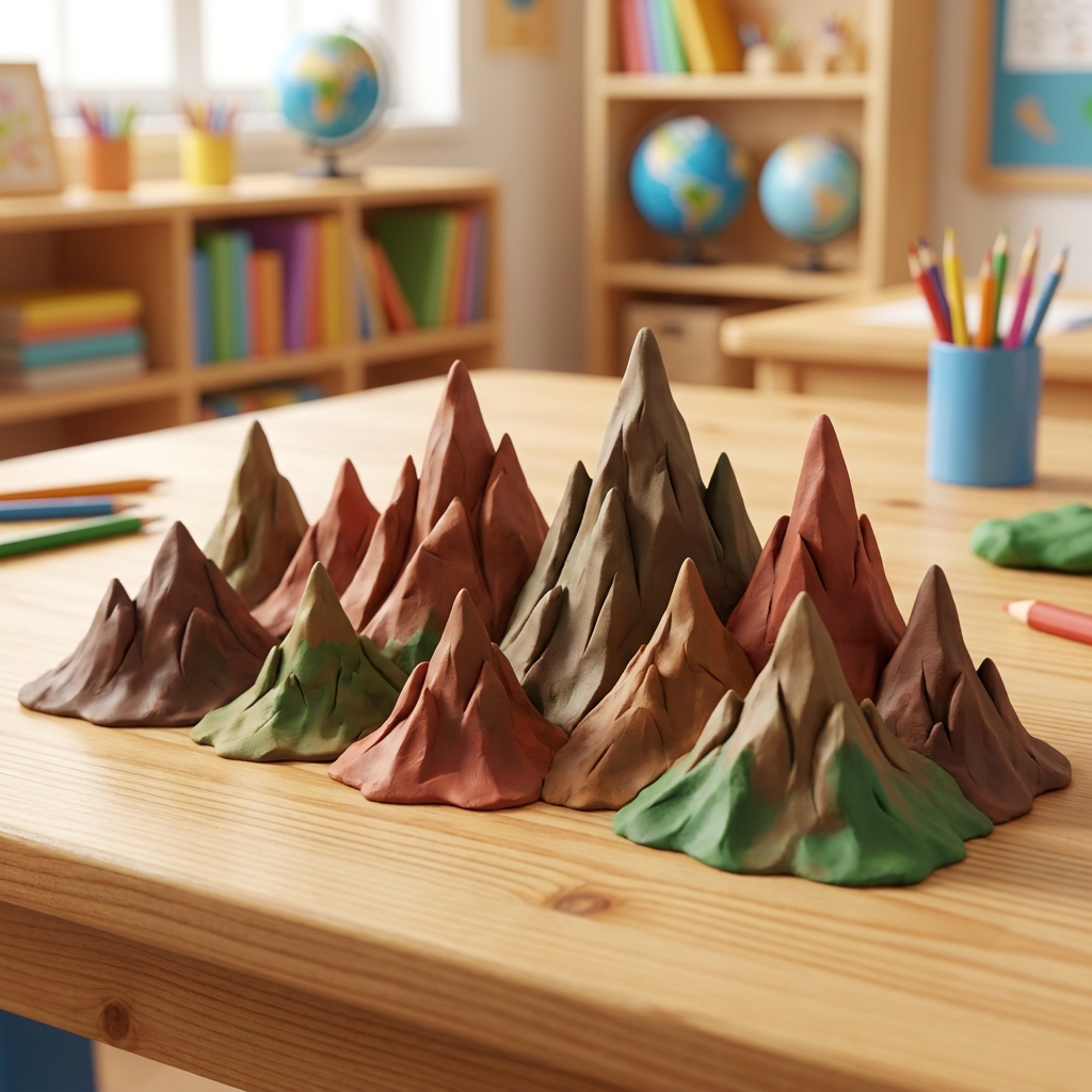The Sierra Nevada mountains are very tall and jagged. We can use clay to make a model of these peaks. By pulling the clay up.