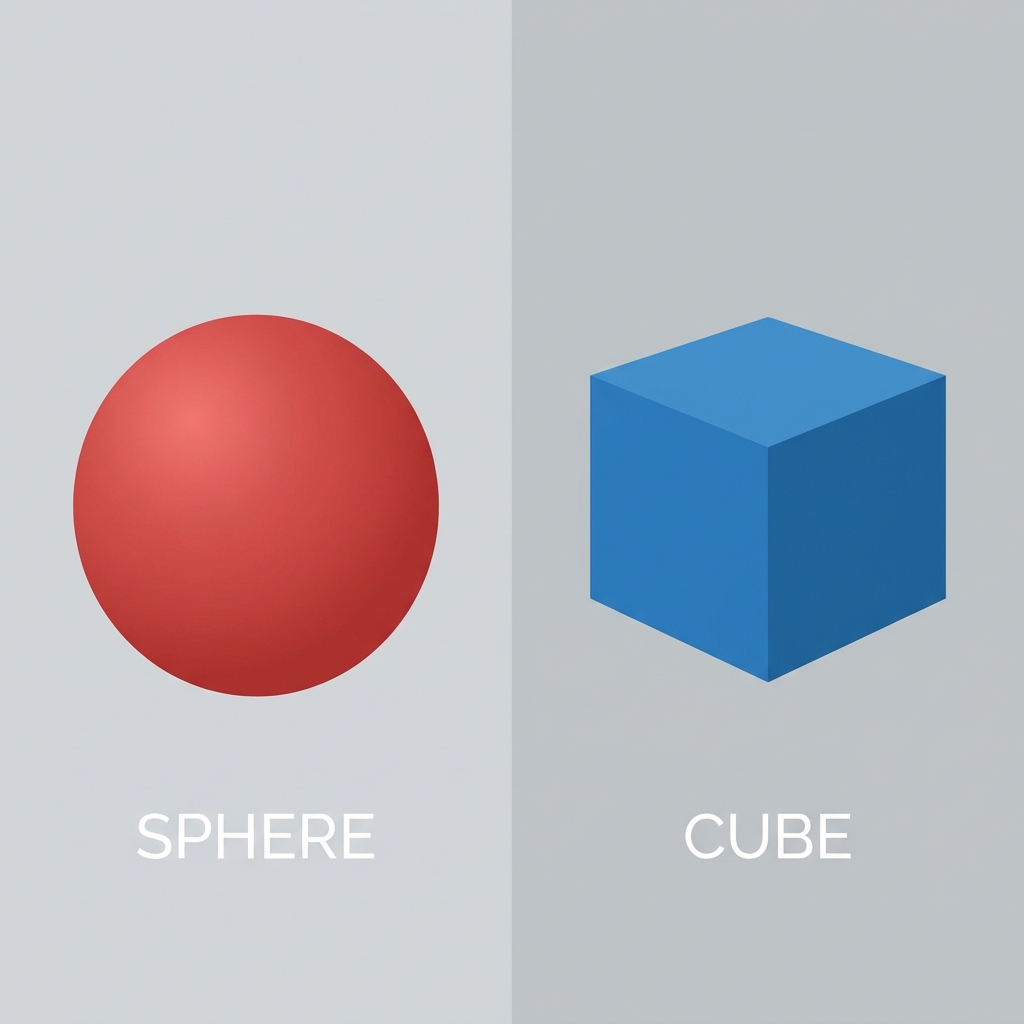 This is a sphere. It is a solid object, but it has no flat faces. To make it a shape with faces, we would need to use a cube.