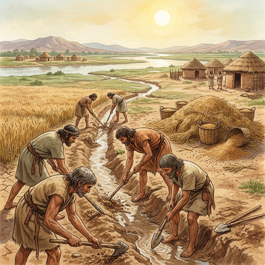 In Mesopotamia, people invented the irrigation canal to bring water to their fields. This allowed them to grow crops even in.
