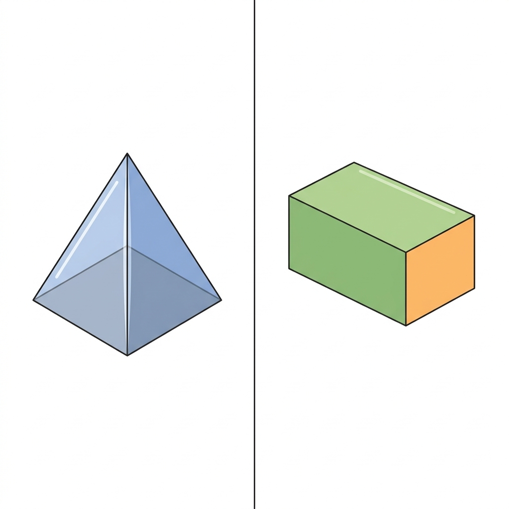 A pyramid is not a rectangular prism because it has triangular sides that meet at a point. To make it a prism, we would need.
