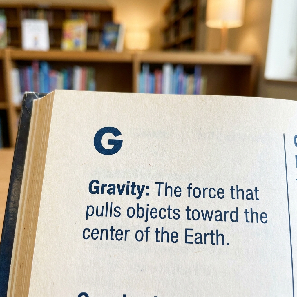 Example one: You have a print book and need to find the definition of 'gravity'. You turn to the glossary in the back of the.