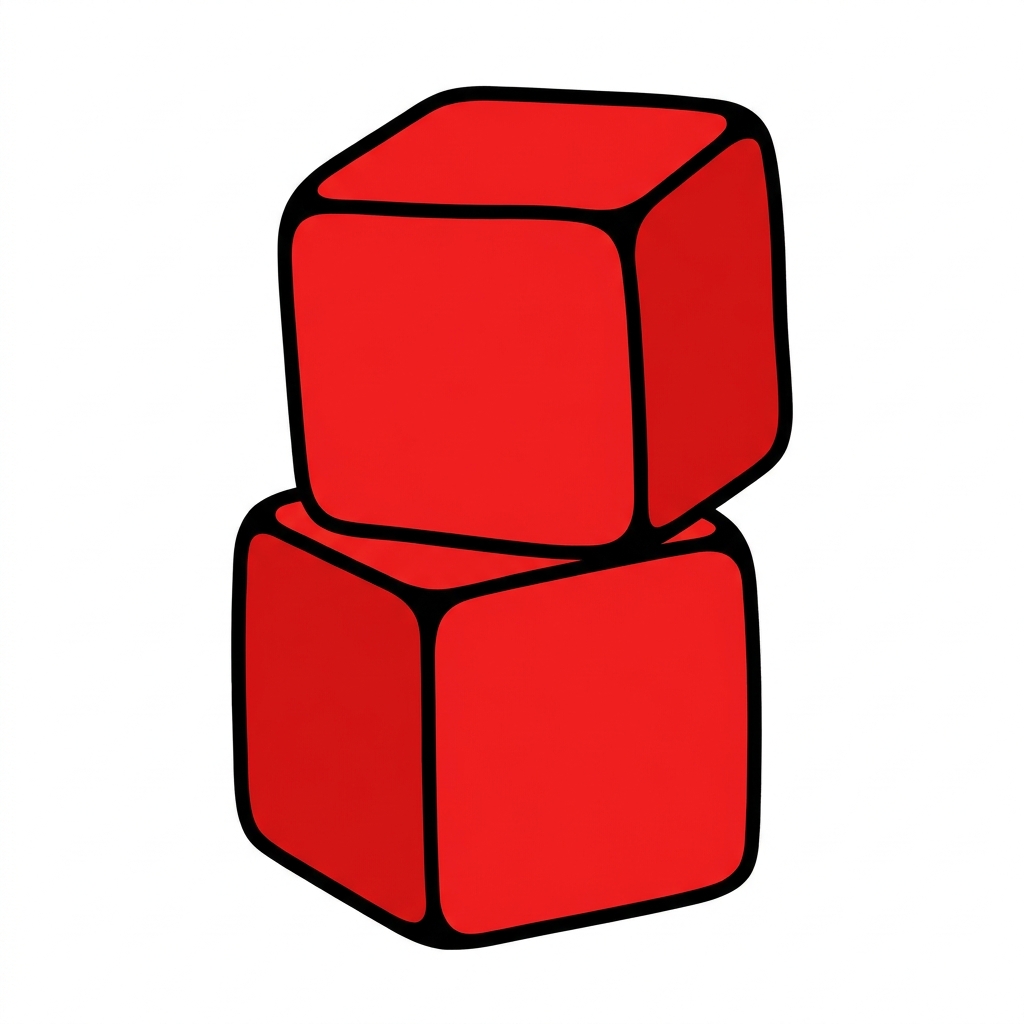 Let us stack these cubes. One cube on top of another. Now we have a tall tower. We build a new shape!