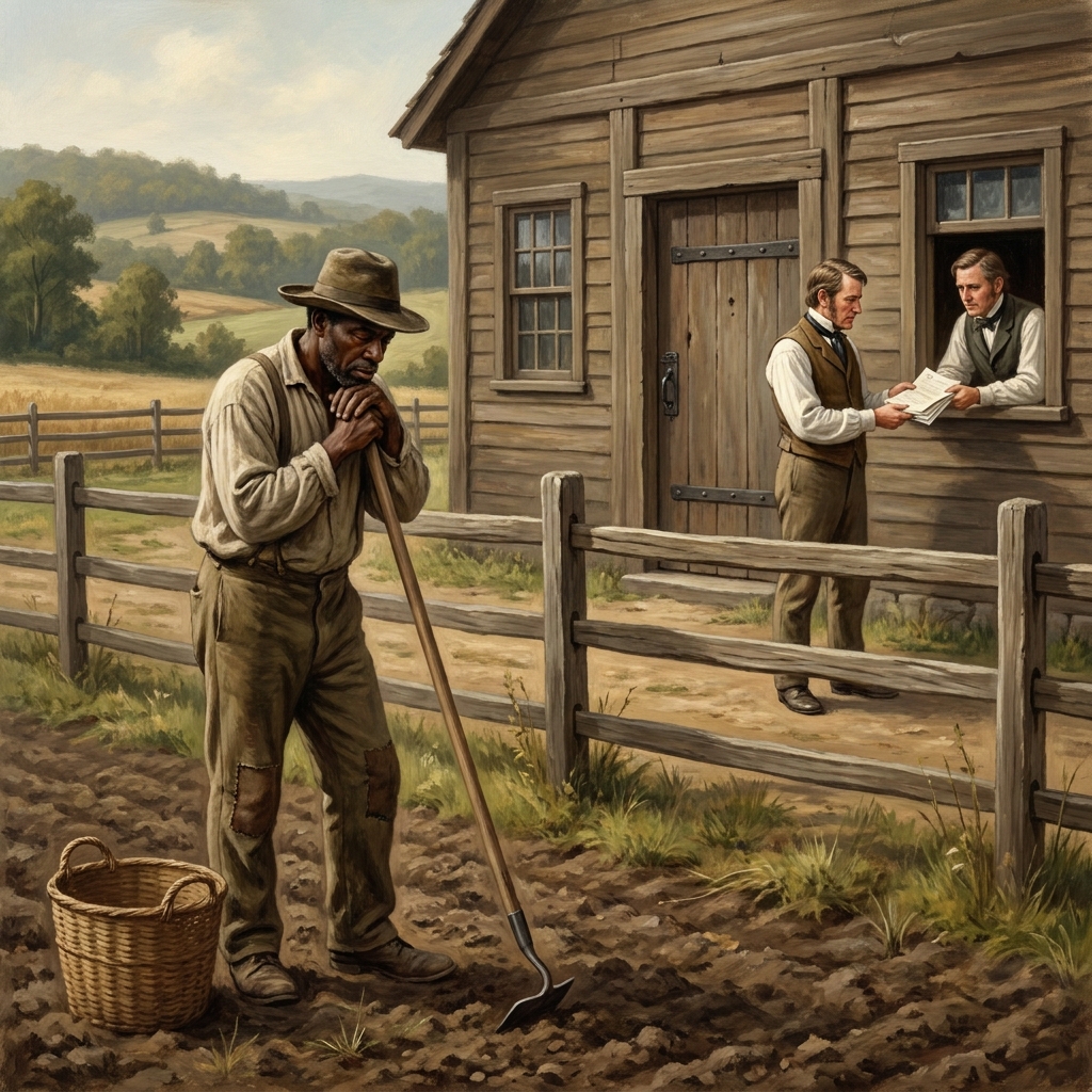 In the rural Upper South, a free Black farmer might own a small plot of land. Even though he owns the land, he is often.