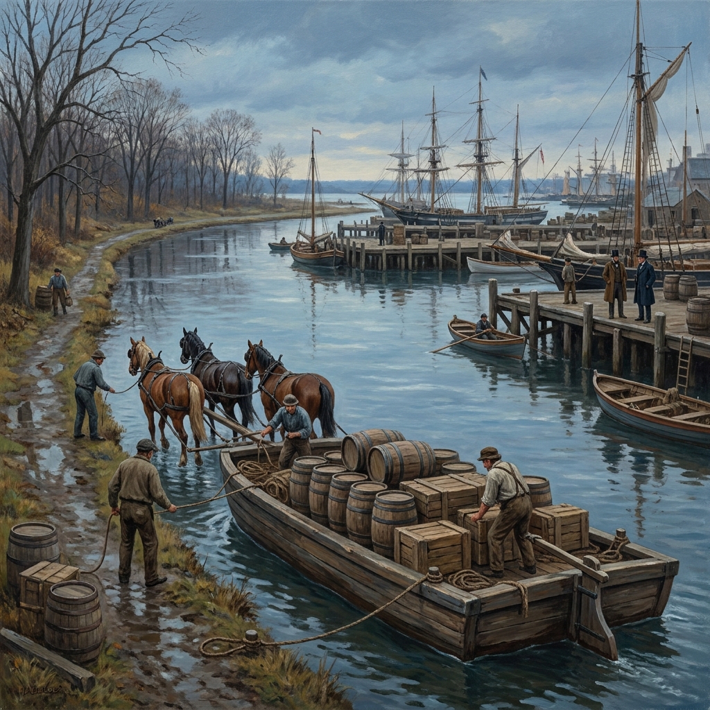 The Erie Canal is a great example. It connected the Great Lakes to the Atlantic Ocean. This allowed goods from the Midwest.
