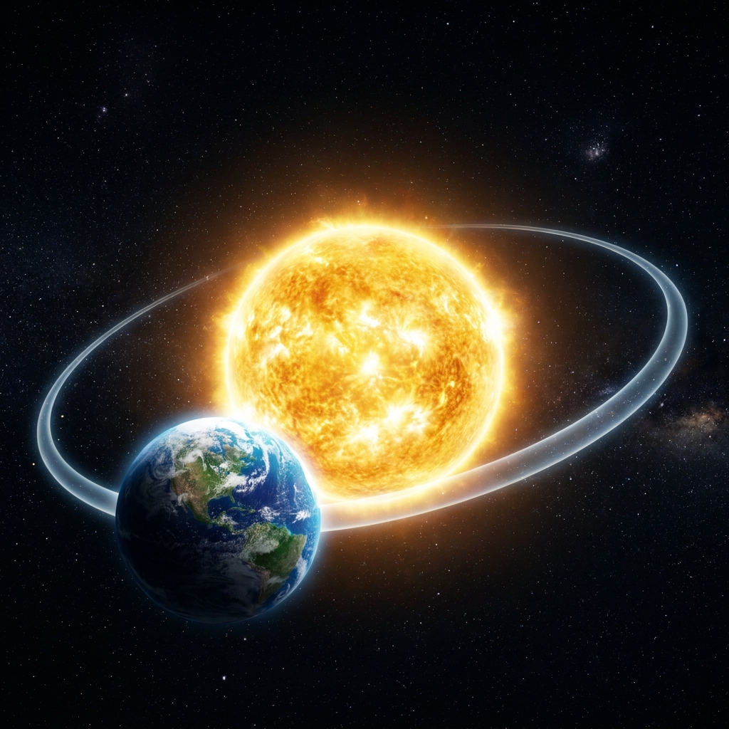 The Earth orbits the Sun because the Sun is massive and pulls on the Earth. This is an example of gravity because the Sun's.