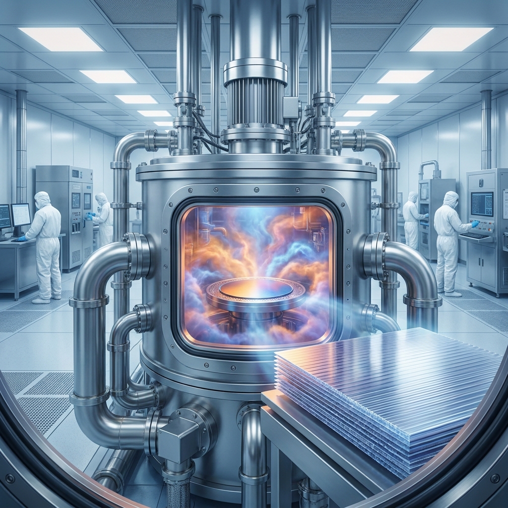 In silicon manufacturing, we use a process called Chemical Vapor Deposition, or CVD. We pump gases into a chamber to build.