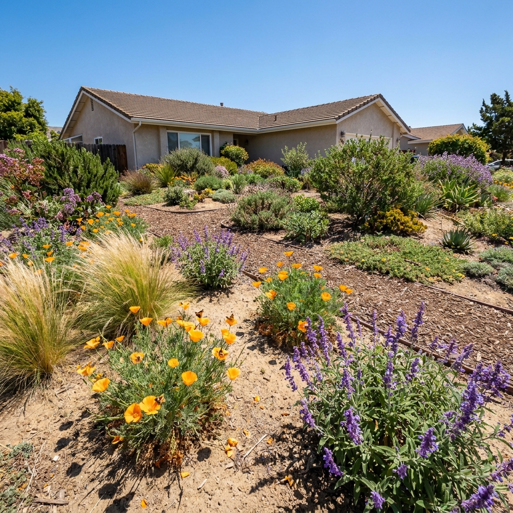 In the dry climate of the California coast, many homeowners have lawns that require massive amounts of water. This stresses.